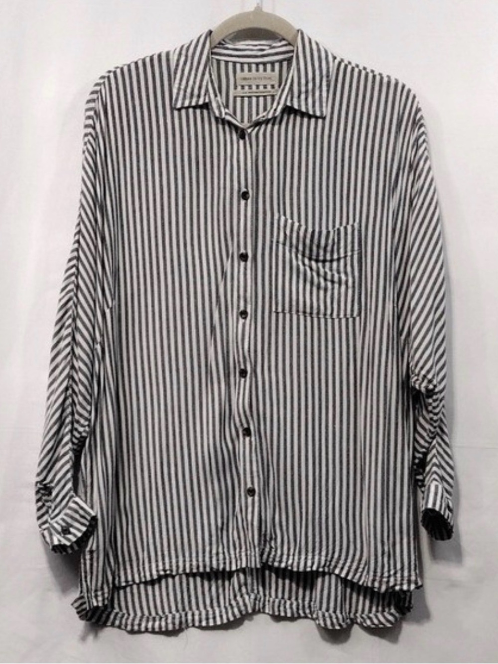 Black and White Striped Button-Up Shirt